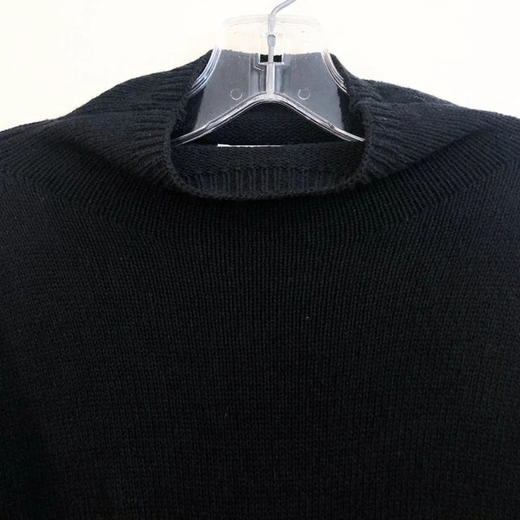 Project Naadam Black Cotton Acrylic Blend Ruffled Mock Neck Knit Sweater Medium - Picture 7 of 11